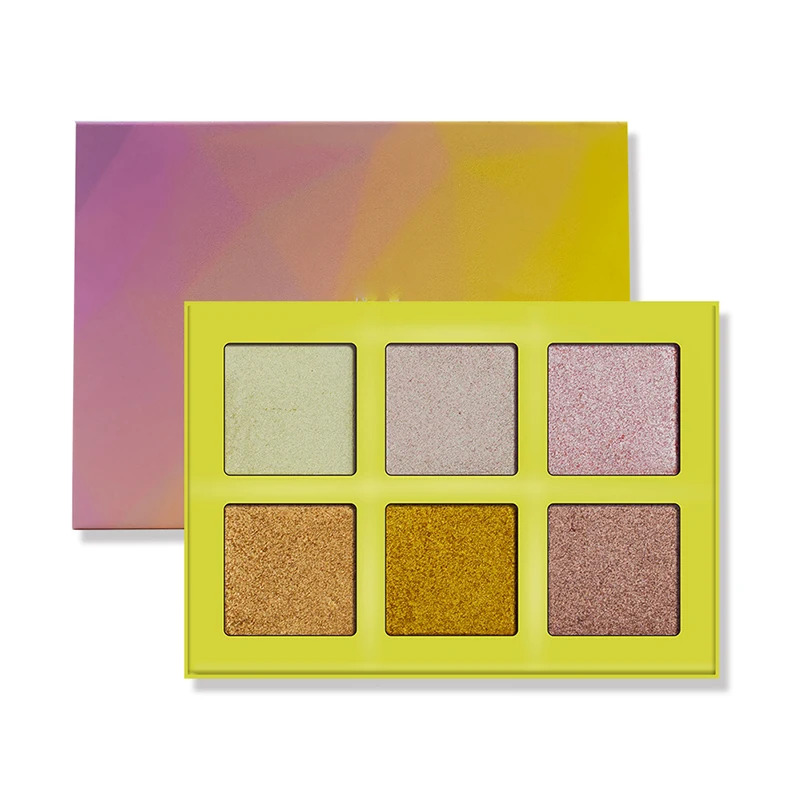 
Make Own Logo Pack Vegan Yellow Gold Color Custom Organic Face Pressed Dry Palette Cosmetics Highlighter Makeup Private Label 