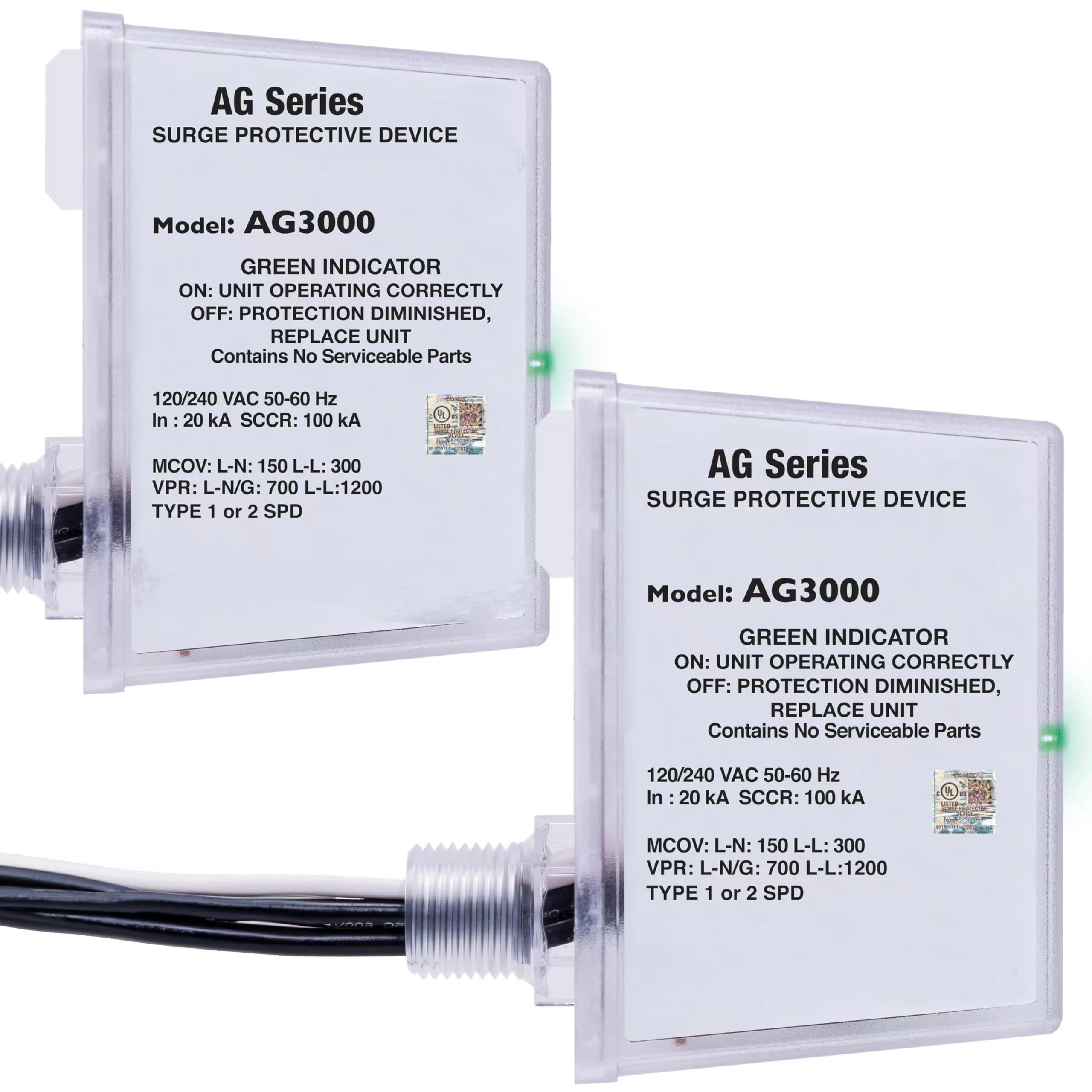 AG3000 120/240 VAC Universal HVAC Surge Protective Device, 2 Pack - Comprehensive Surge Protection, TPMOV Technology,