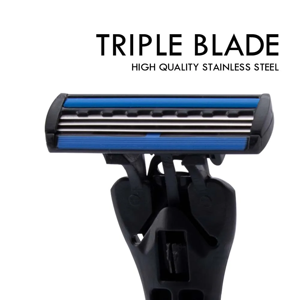 PearlMax Hot Sale Rubber Handle Safety Razor Dual Colors Head Man Stainless Steel Triple Blade Razor Barber Cheap 3 Blades Razor