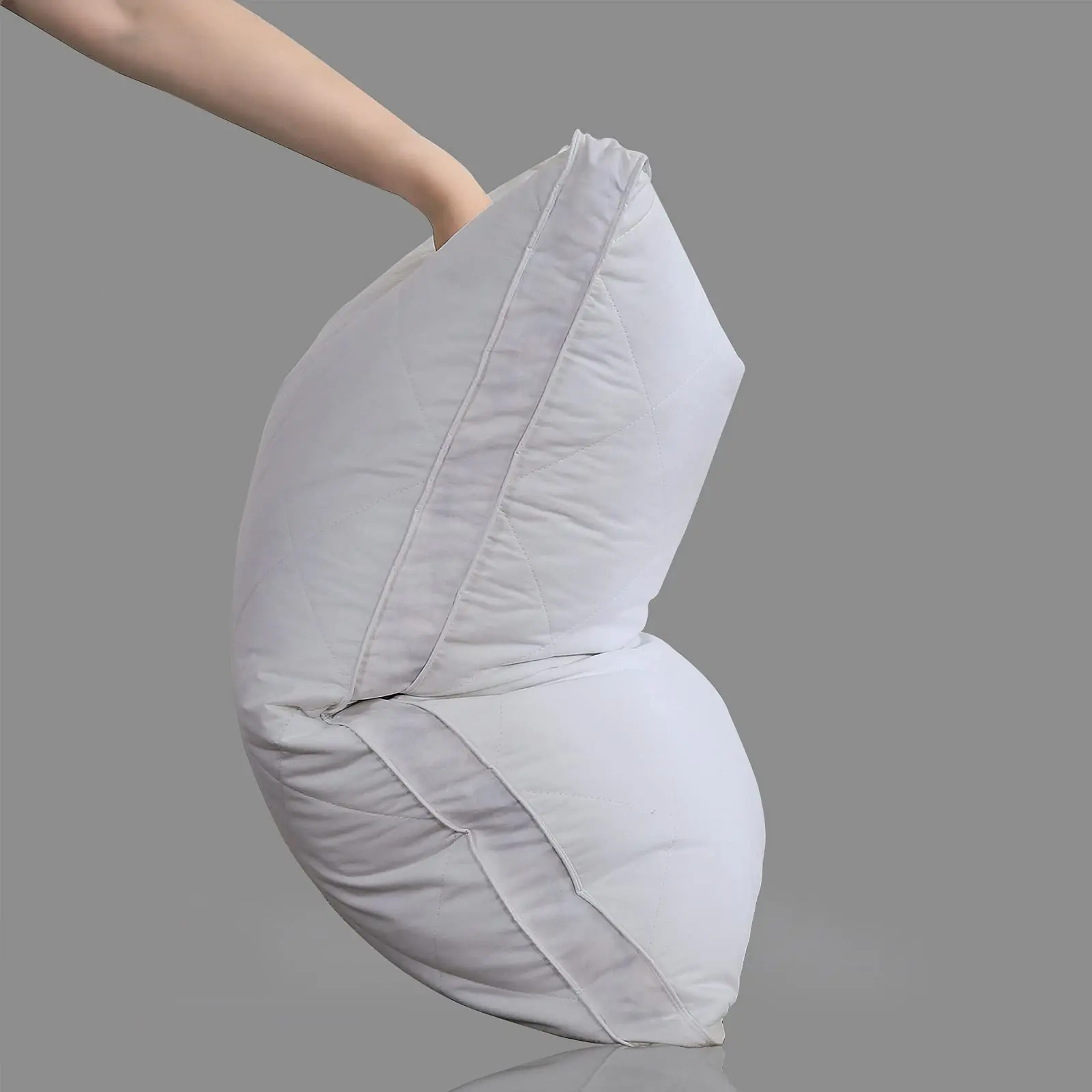 QSY White Goose Feather with Polyester Fiber Bed Pillow-600 Thread Count,Medium Firm,Soft Support Surround Fill Polyester