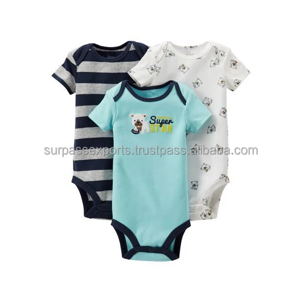 Latest Design Premium Quality Baby Boy Rompers with Printed Designs Summer Cotton Newborn Clothes at Wholesale Price for Export