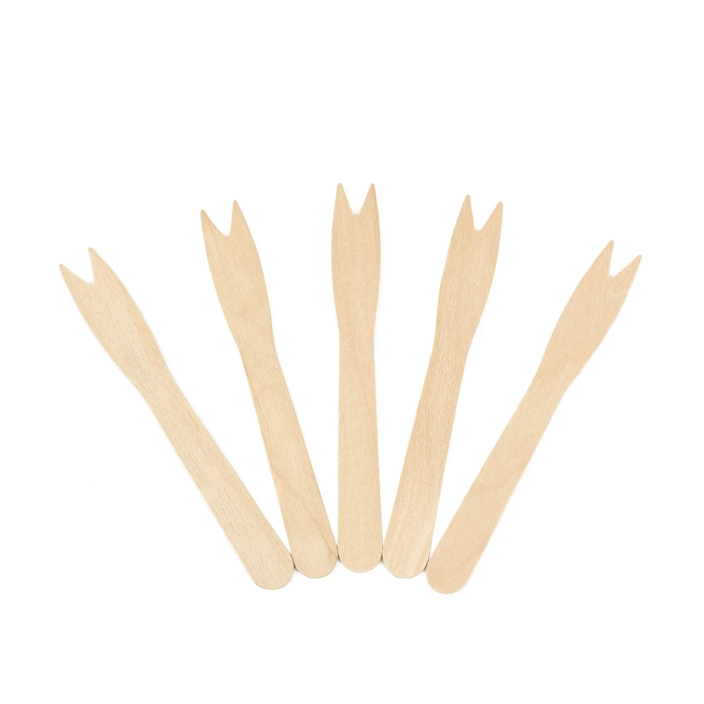 
 Одноразовые деревянные вилки для фруктов, 100% Березовое дерево  