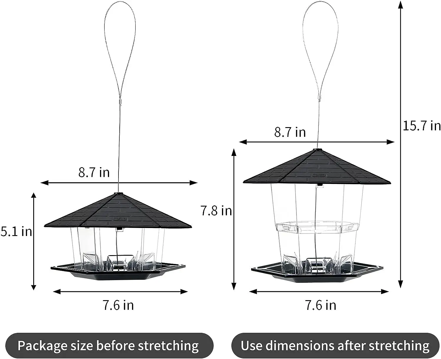 Retractable Wild Bird Feeder for Outdoor Hanging with Locking Feature for Outdoor and Garden Decorative Patio