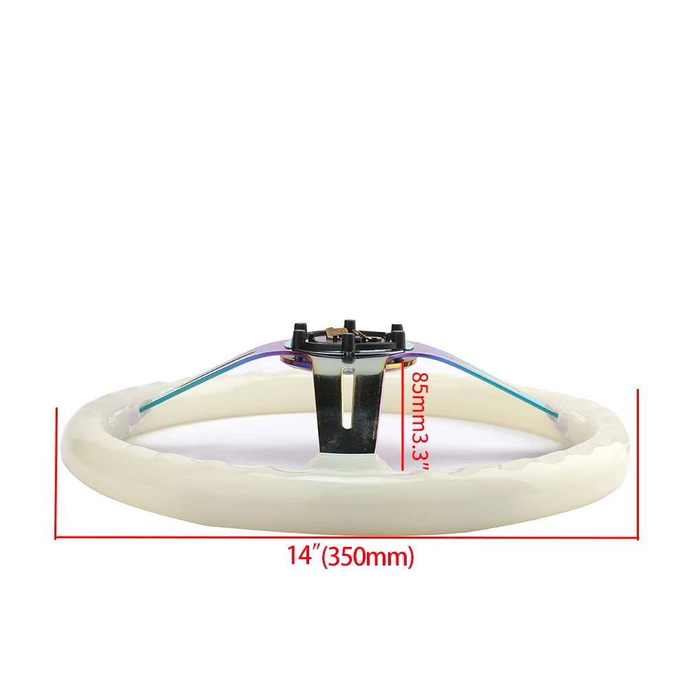 Universal 14inch 350mm Jdm Deep Dish  Luminous Neo Chrome Rainbow Neo Spoke Fluorescence Acrylic Crystal Steering Wheel