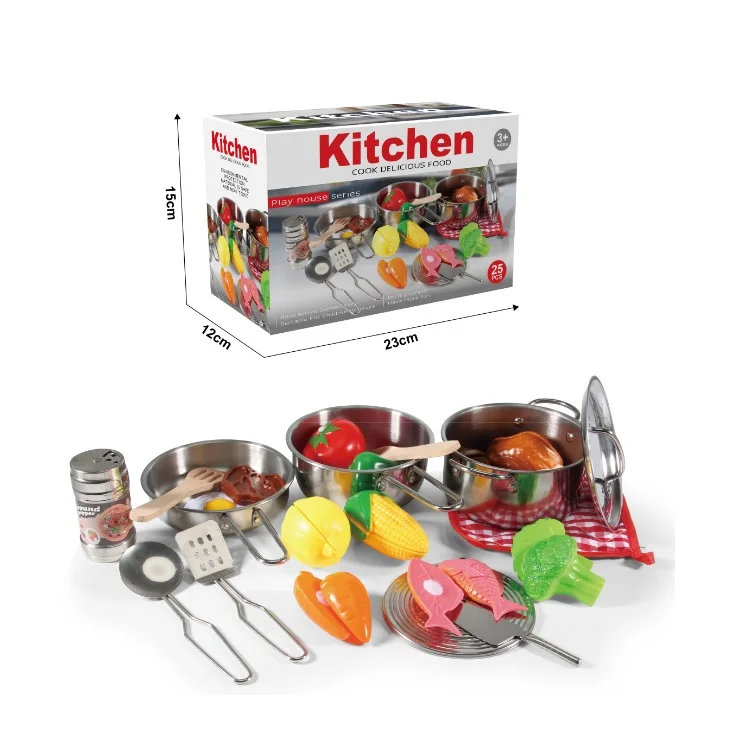 Portable Free collocation cooking stainless steel set pretend play real metal kitchen toys for kids