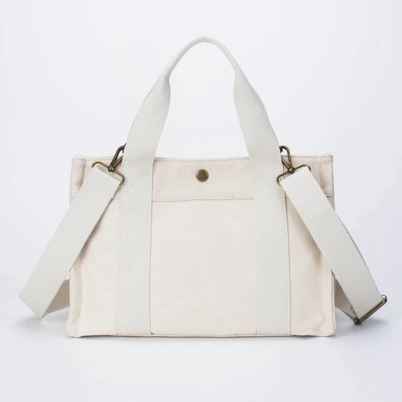 
High quality classic organic canvas tote bag fashion women canvas handbag casual canvas shoulder bag 