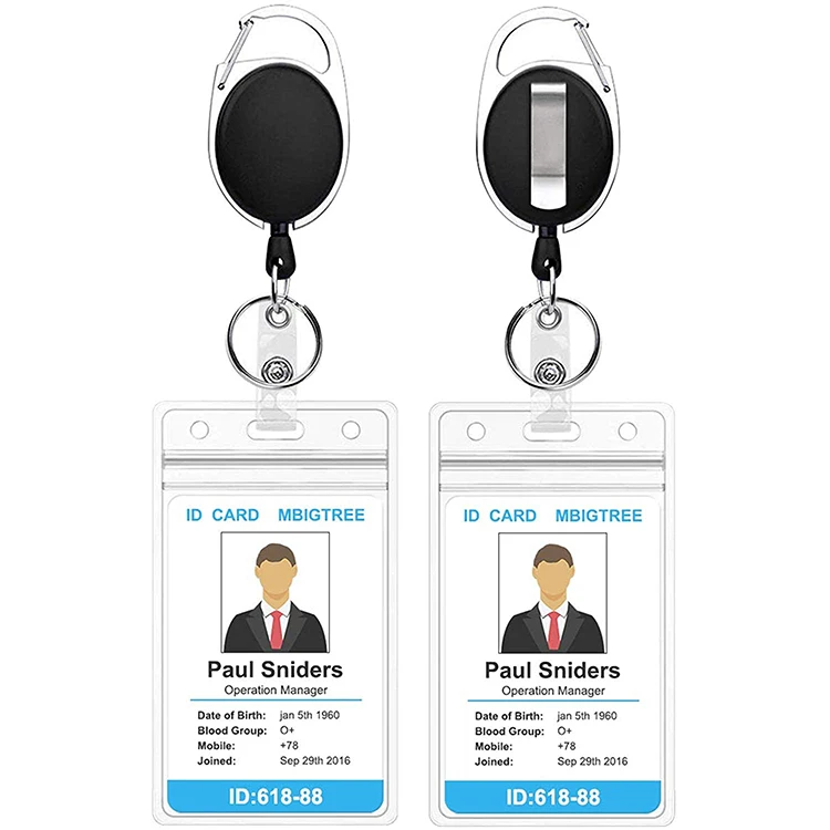 Retractable Badge Reel with Claw Clasp and Clip for Id Card Holders