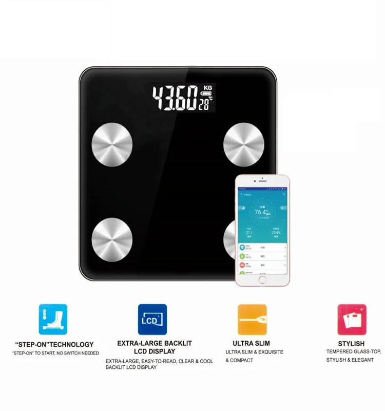 Body Fat Analyzer Machine weighing body fat scale BMI APP personal smart