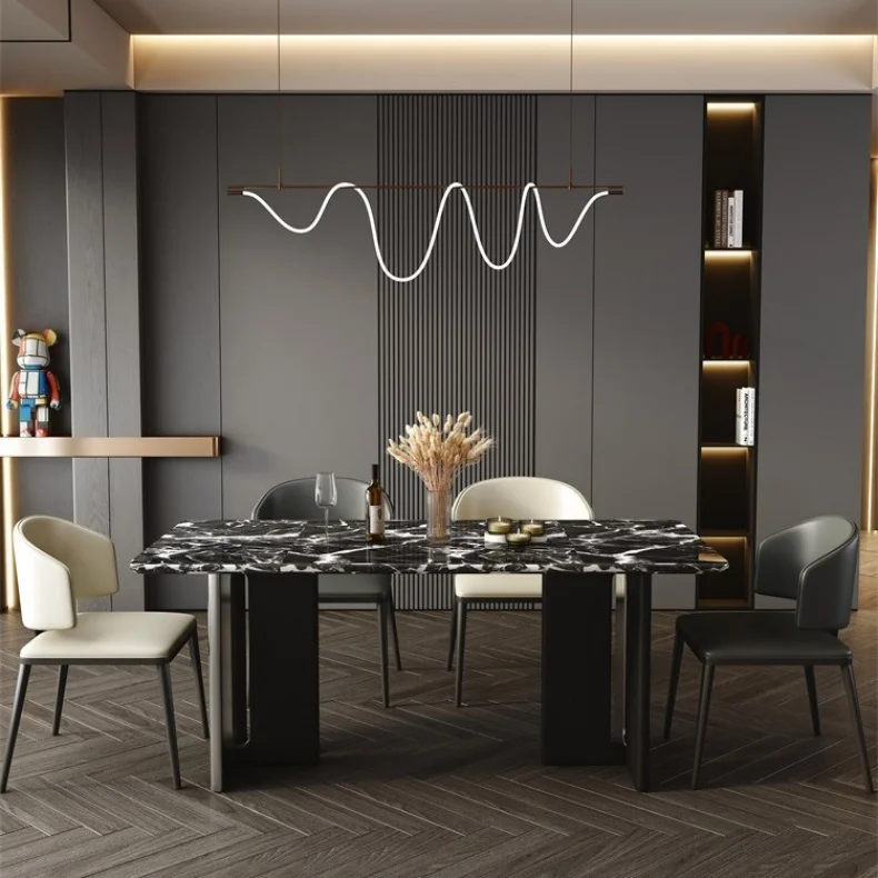 WESOME Luxury Wedding Restaurant Dinning Room Tables And Chairs Set Stainless Steel Base Marble Dining Table For Hotel