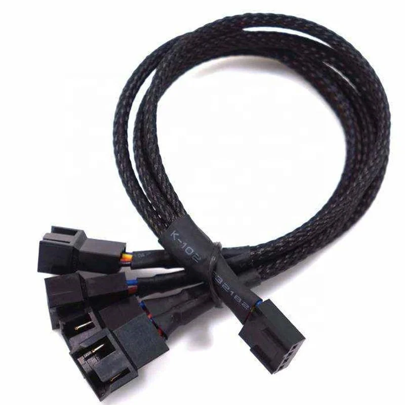 27cm PWM 4pin Fan Sleeved Extension Splitter Hub Cables Motherboard CPU 4 Pin To 3 Way 4Pin /3pin Cooler Case Fan Power Spliter