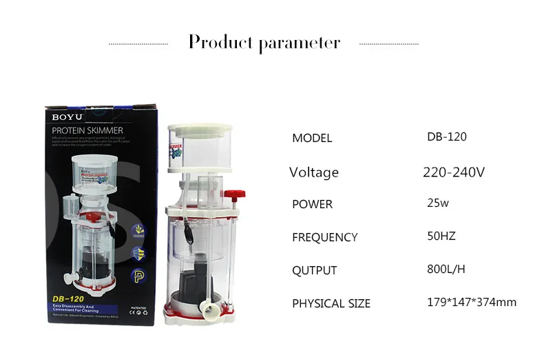 Boyu DB 120 150 200 Aquarium protein separator seawater fish tank egg foam processor needle brush defoaming nitrogenizer