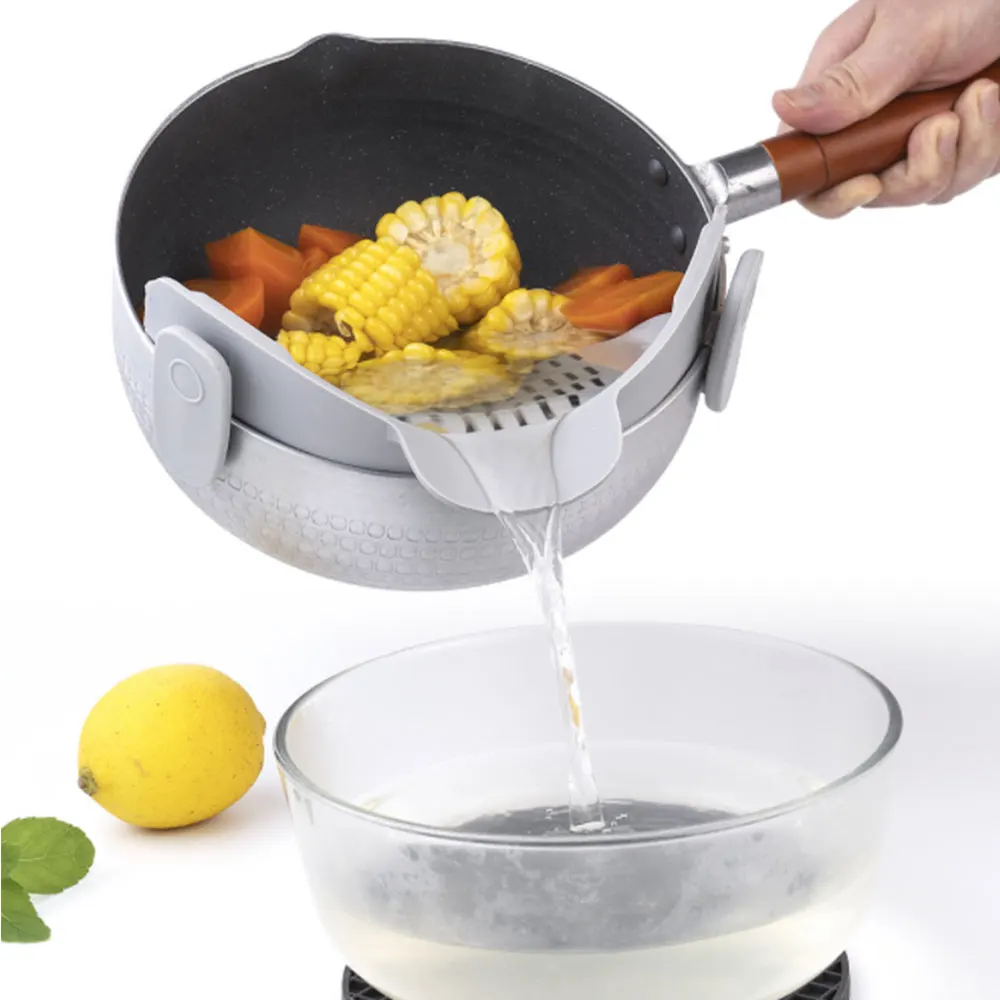 Pot Bowl Food Grade Washing Colander Household Gadget Drainer Silicone Strainer