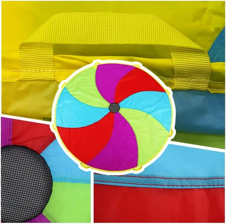 6 feet kids play Parachute Rainbow Parachute with 6 handles in rainbow pattern for indoor activity games and team work
