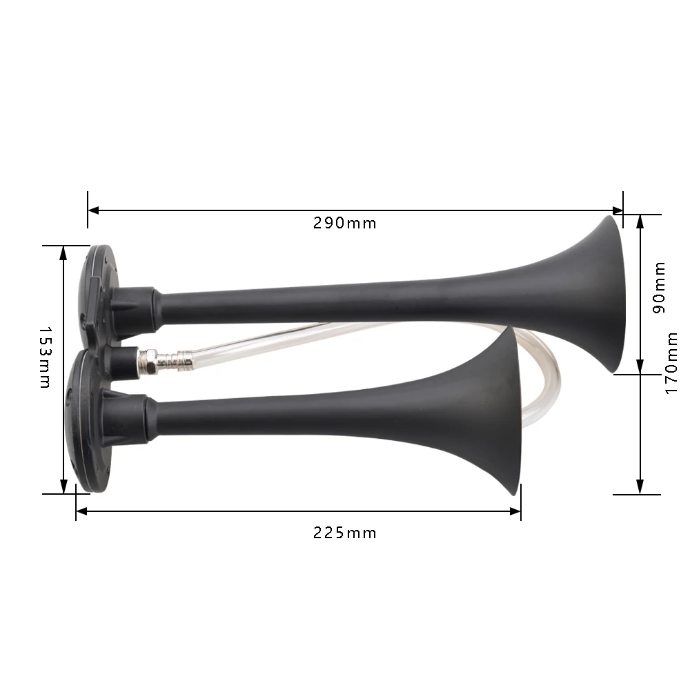 Car Air Horn 12V Black Low and High Tone Stainless Steel Dual Trumpet For Car Horn Speaker for Trucks Automobile Motorcycle
