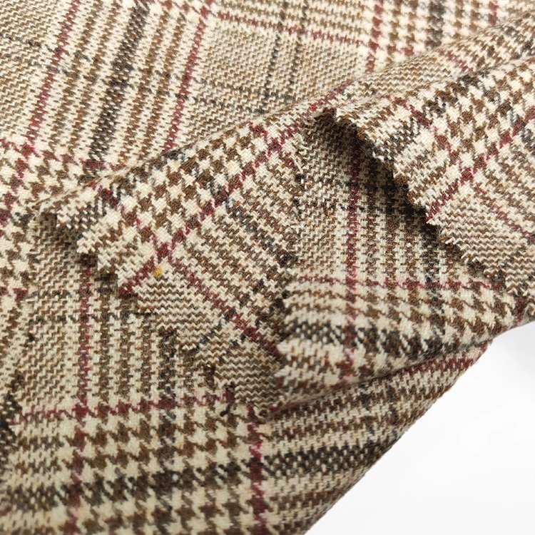 Stock Flannel Fleece fabric 30% wool 290GSM single side coat suit plaid fabric