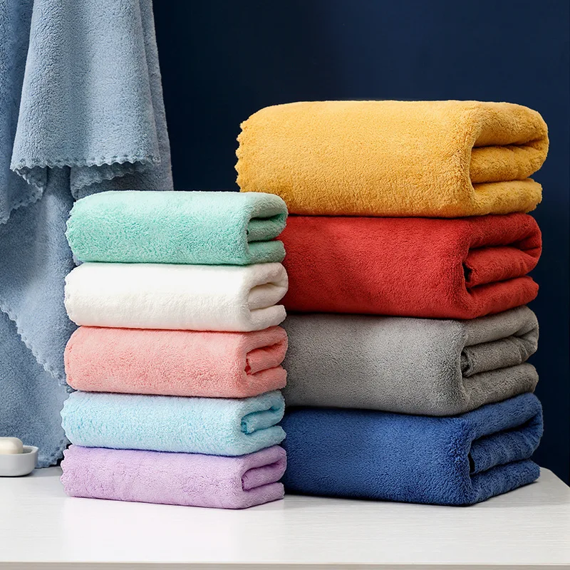 High Density coral velvet plain bath towel set men and women children home towel bath towel gift sets wholesale