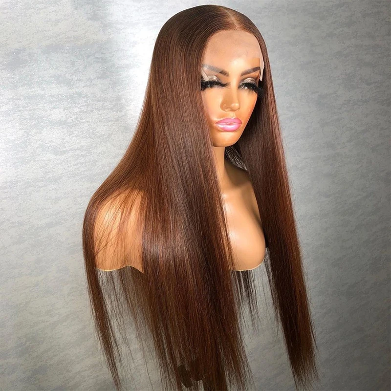 #4 Chocolate Dark Brown Human Hair Wig Remy virgin hair  Lace Front Wig Transparent lace 10inch-30inch fast delivery