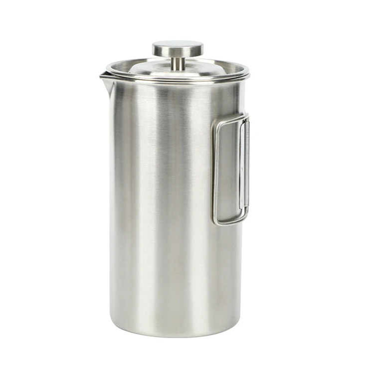 1000 ML Outdoor French Press Coffee Maker, Camping Stainless Steel Coffee Pot