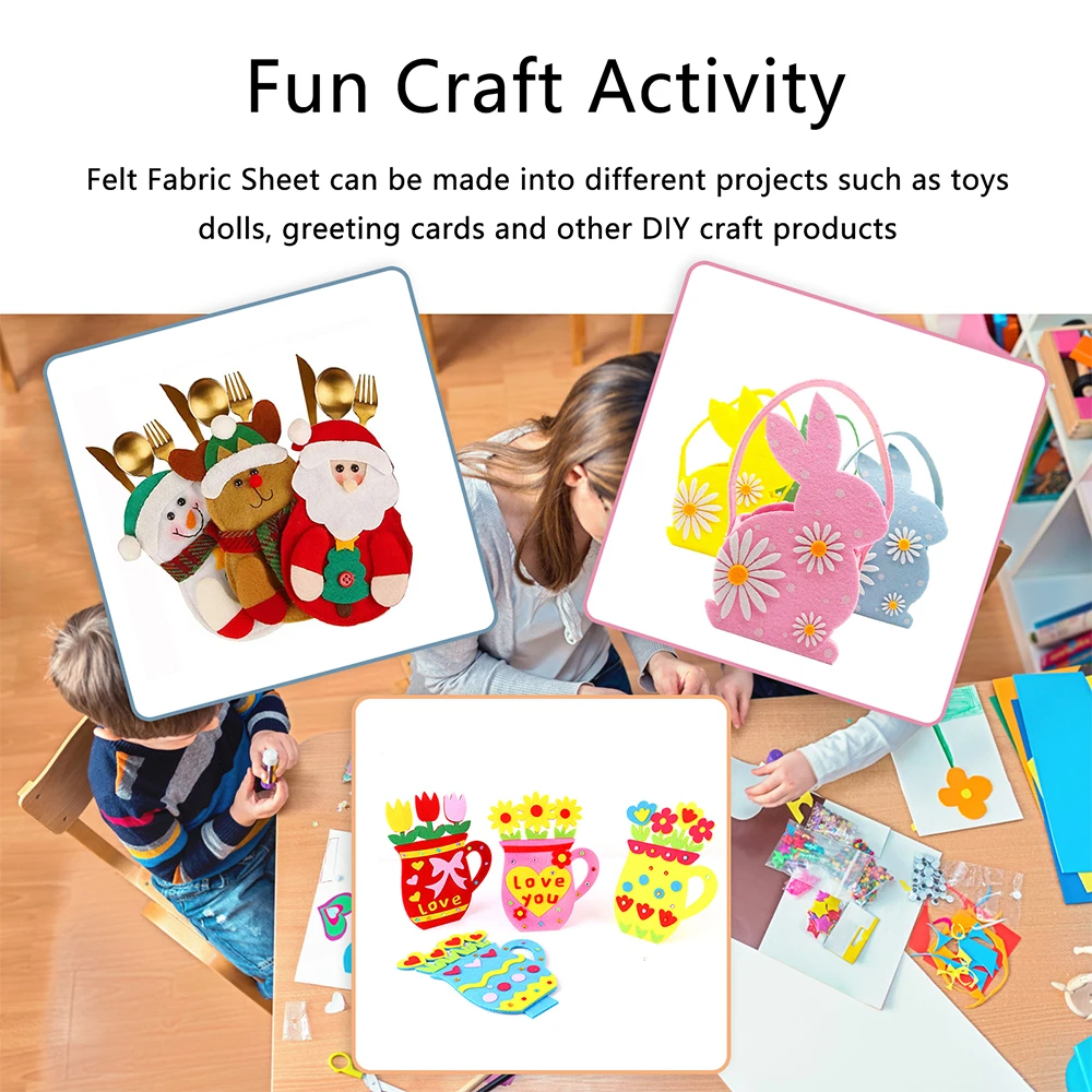 40pcs Felt Fabric Sheet Assorted Color DIY Craft Nonwoven 1.4mm Thick Acrylic Felt for Sewing DIY Craftwork Project