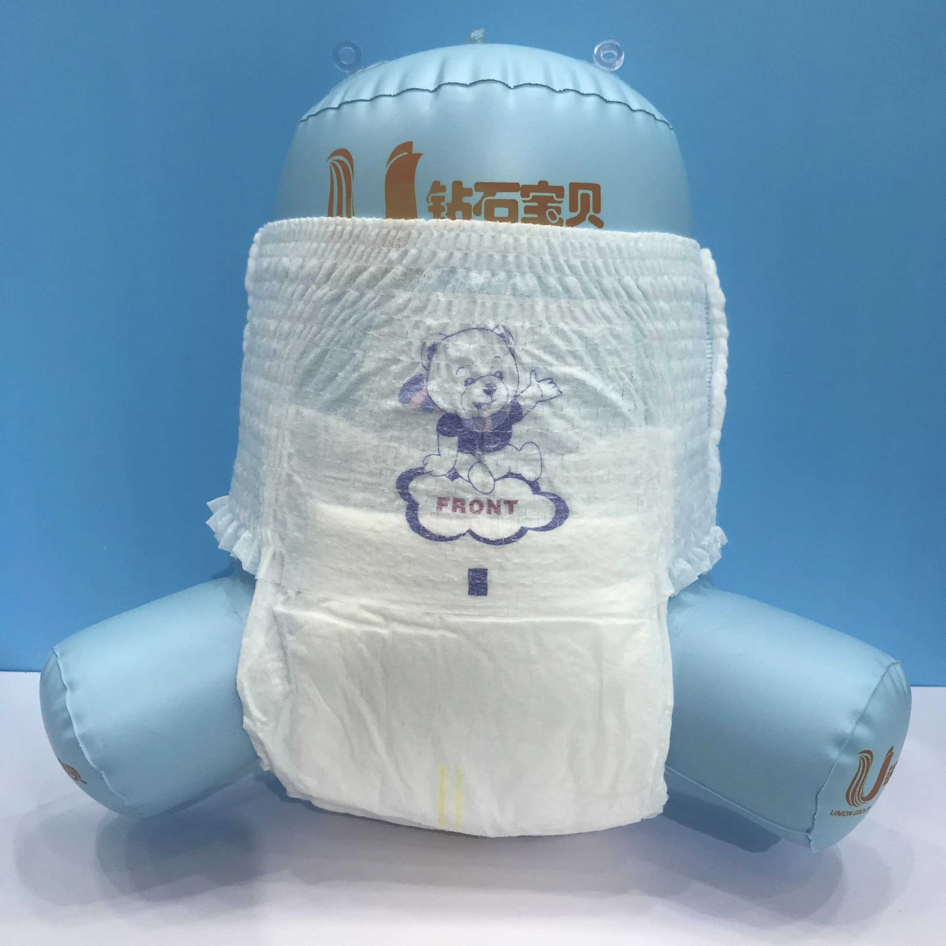 Unisoft sunfree brand wholesale soft care natural  disposable baby pants diaper manufacturer in China