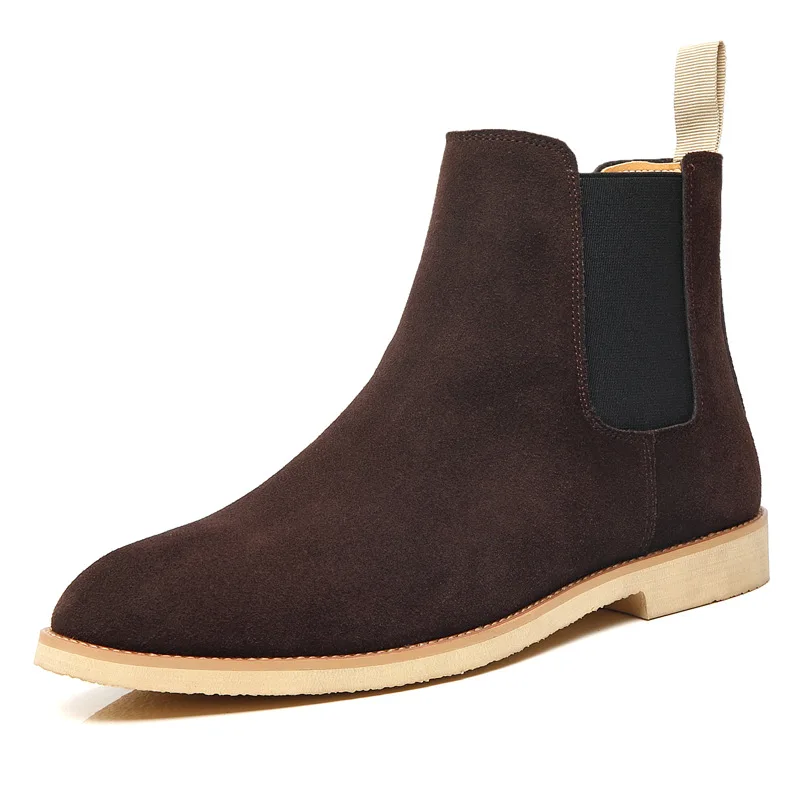 Autumn Winter High Quality Point-toe Ankle Boot British Style Genuine Leather Leather Men Chelsea Boots