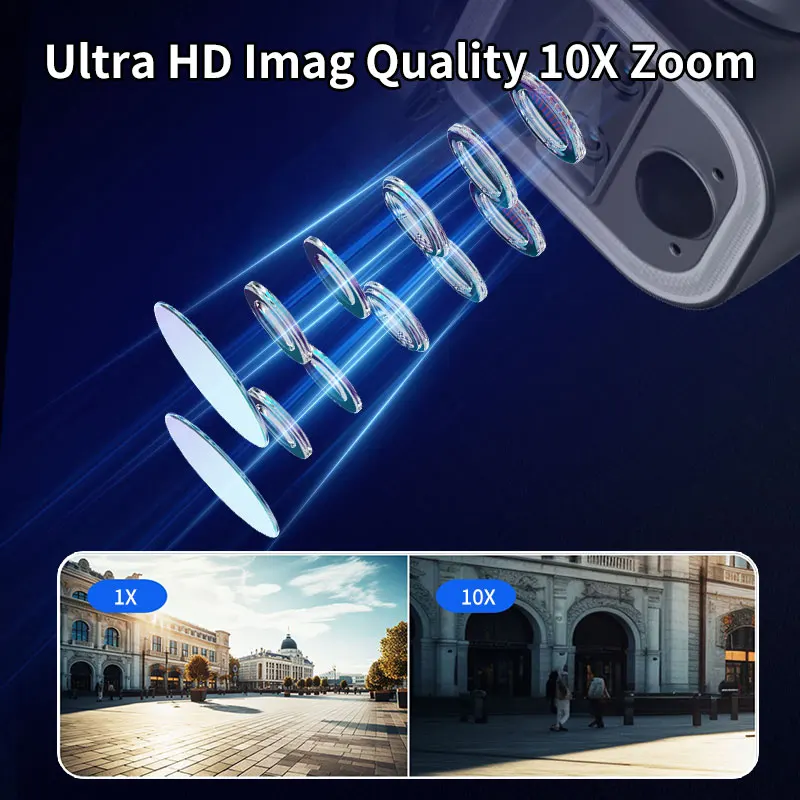 VESAFE Low Power Motion Detection Network Camera PIR 4g Surveillance Ptz 4k 8mp Dual Lens 10x Zoom Solar Camera