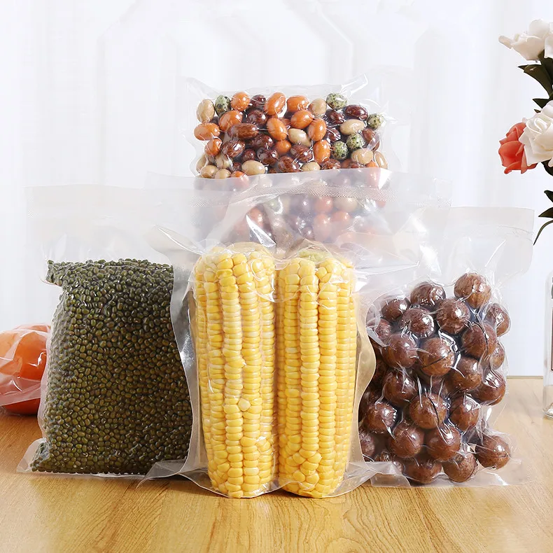 Custom Logo Laminated Transparent Plastic Nylon Biodegradable Pre-cut Vacuum Seal Bags For Food Packaging