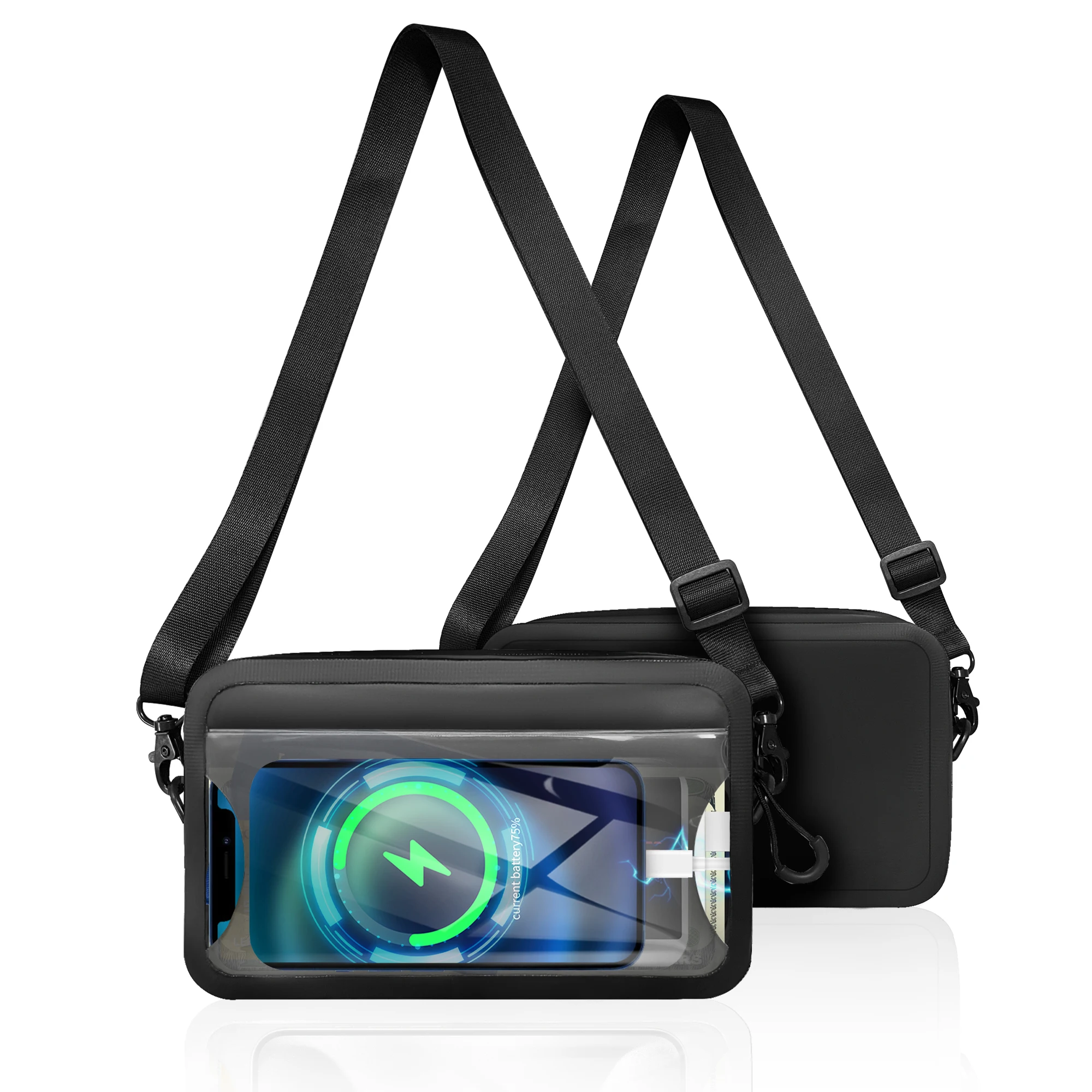 ZONYSUN Waterproof Sling Bag 2L Crossbody Bag PVC Waist Bag Detachable Adjustable Strap  For Camping Beach Cruise Hiking