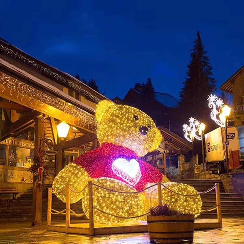 Уличные рождественские гигантские уличные фонари, акриловые фигурки животных, скульптуры