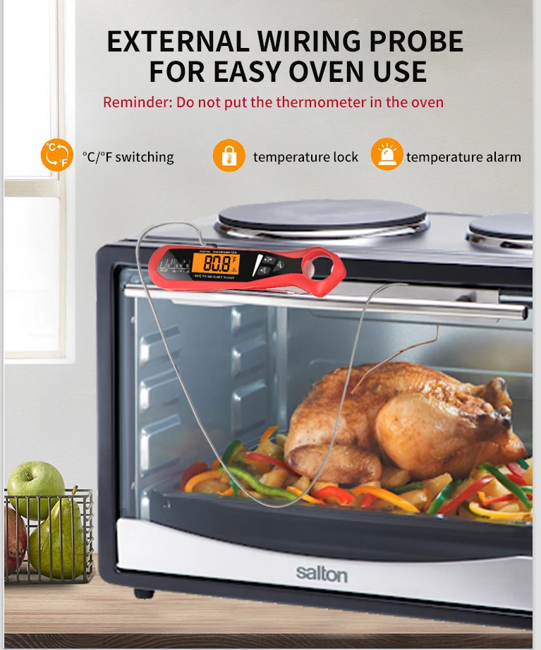 Meat Thermometers Dual Probe Instant Read Food Thermometer with Alarm Backlight Calibration Bottle Opener Digital Thermometer