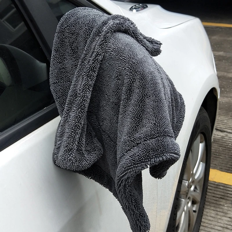 OEM 1200GSM 1400GSM Edgeless Car Wash Towel Microfiber Twisted Loop Drying Towel Double Side Wash Dry Towel