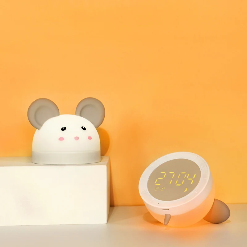 Ночник Grunt Rat с мультяшным 3d-рисунком детский подарок прикроватный светильник USB-зарядкой цифровой будильник