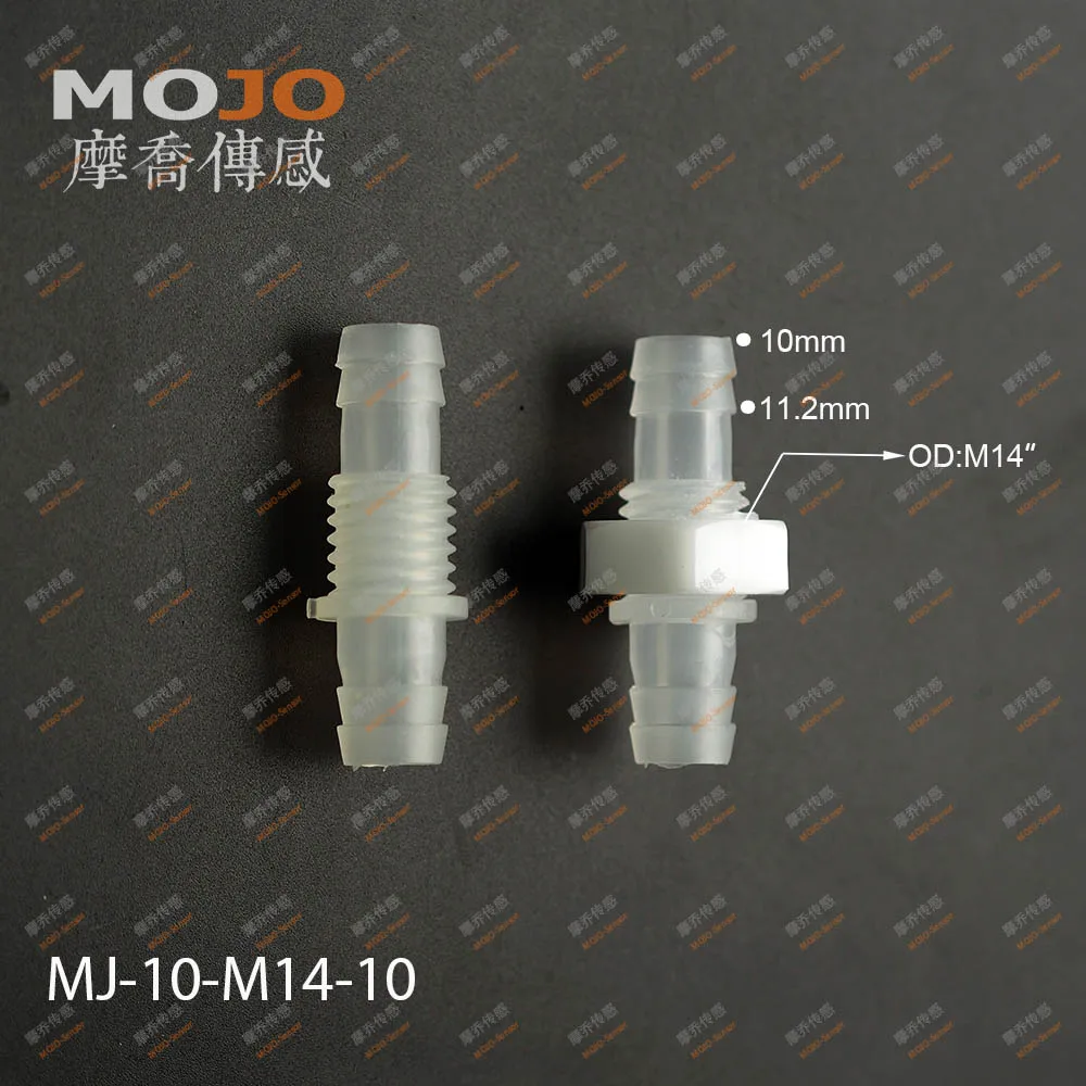 MJ-10-M14-10 (With Nuts) Straight  bulkhead 10mm via M14 to 10mm pipe connector