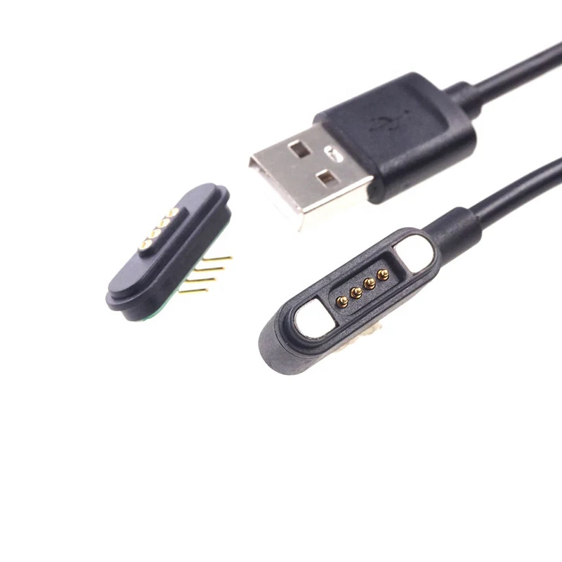 90 Degree USB Male A Strong Force 500G Pogopin Angled Female PCB 12V 3A 4 Pin Pogo Pin Magnetic Connector