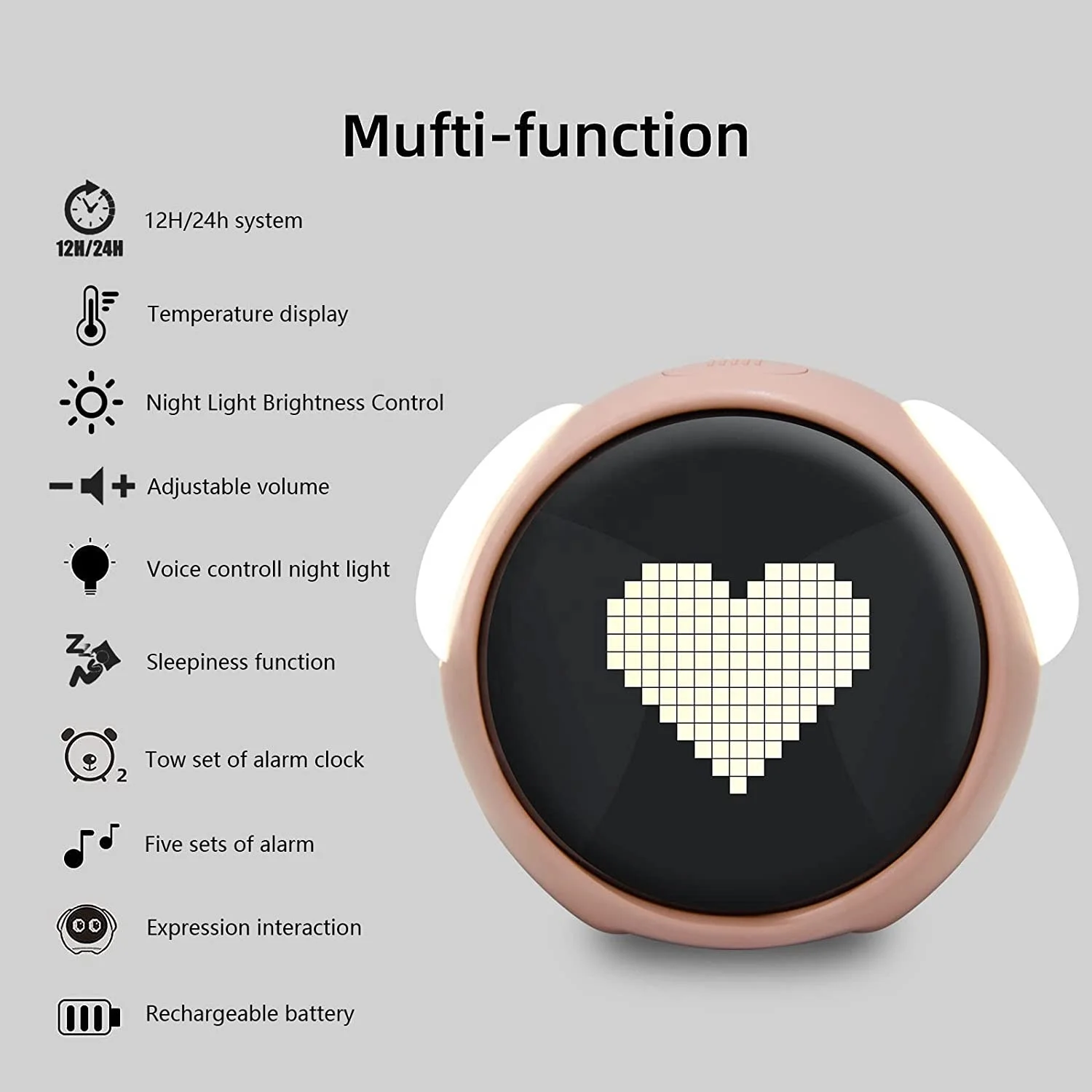gift multi-functional mini smart led emotion alarm clock charging digital display cute cartoon alarm clock for kids
