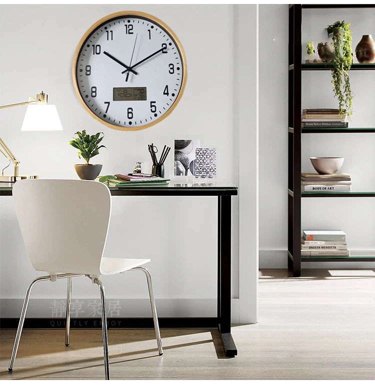 Free Simple Plastic Large 12 Inch Digital  Wall Clock Home Decor With Temperature And Humidity For Living Room