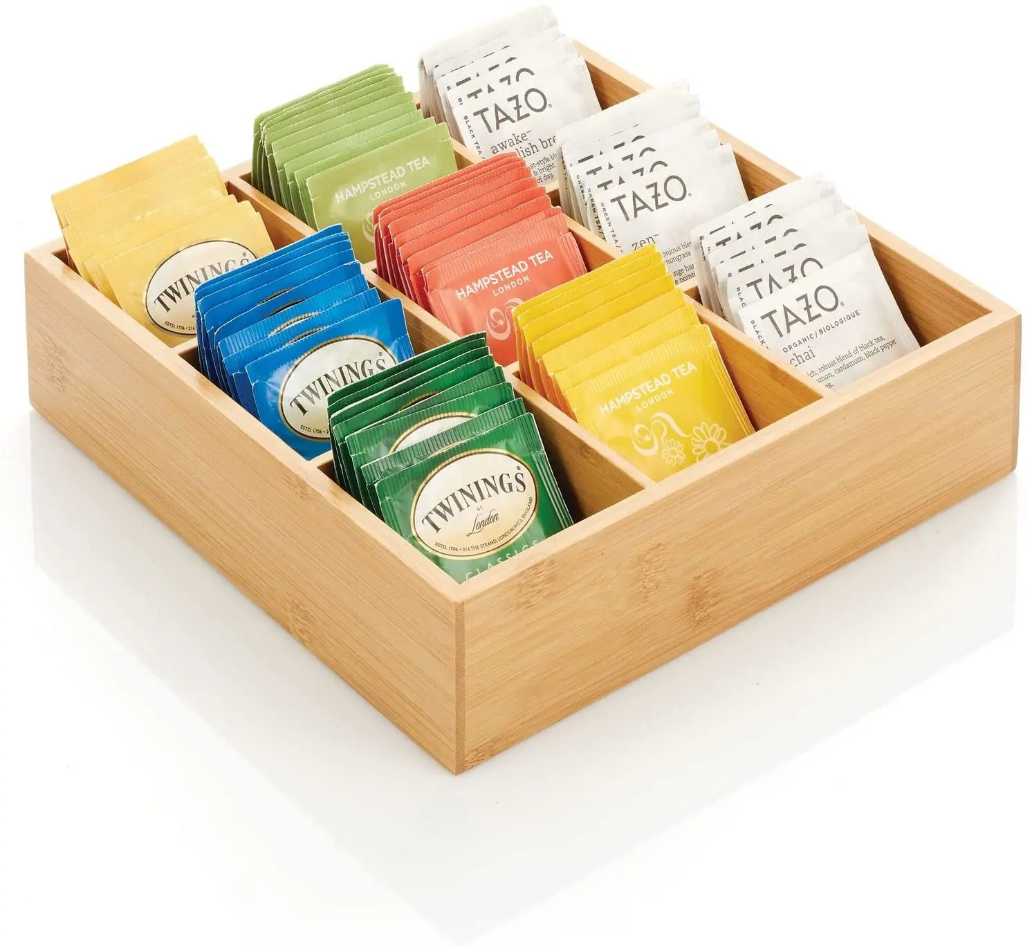 Bamboo Wood Storage Box With Dividers Creative Multi Use As Snack Organizer Pantry Fruits Basket Serving Tray Container