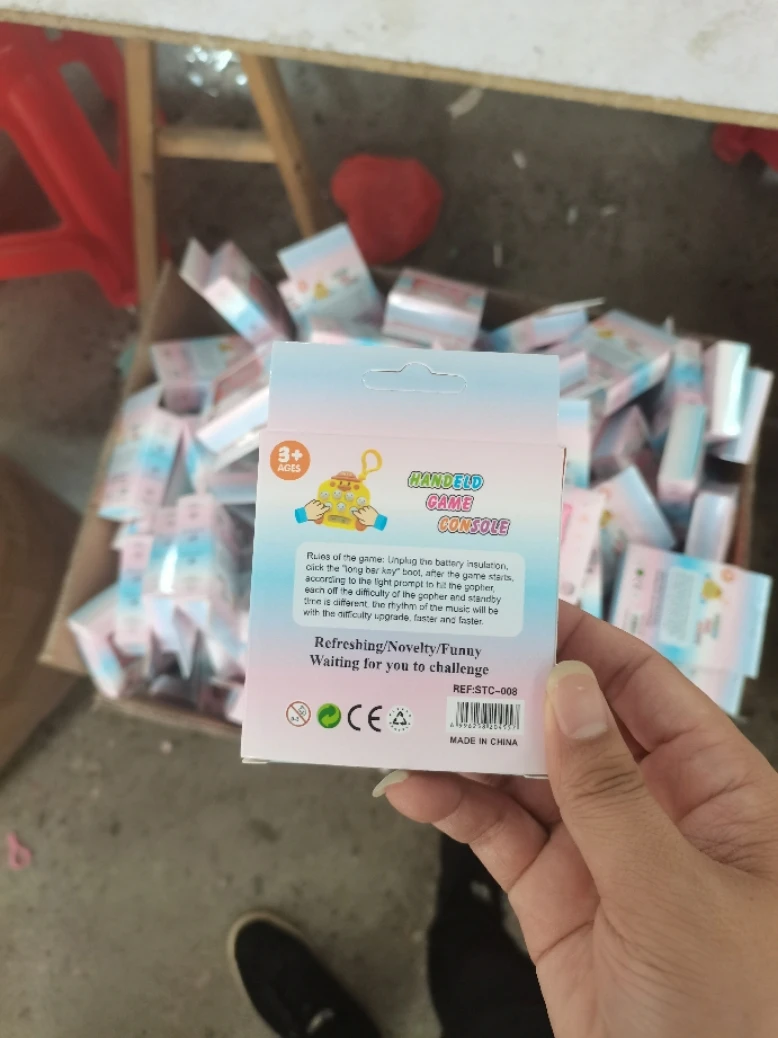 Handle game console Cartoon KeyChain Pendant Mini quick push game whack a mole Gifts keychain Backpacks Pendant