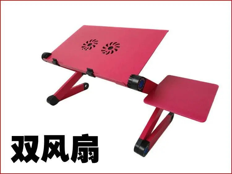 factory supply small size aluminum folding laptop bed table with fan
