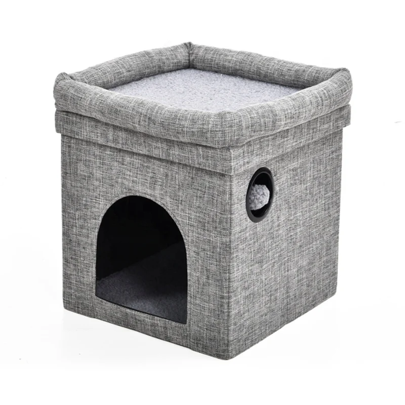 Petstar Pet Supplies Hot Sale Linen Storage Box Cat Tree Condo House Bed Furniture Cat Cube