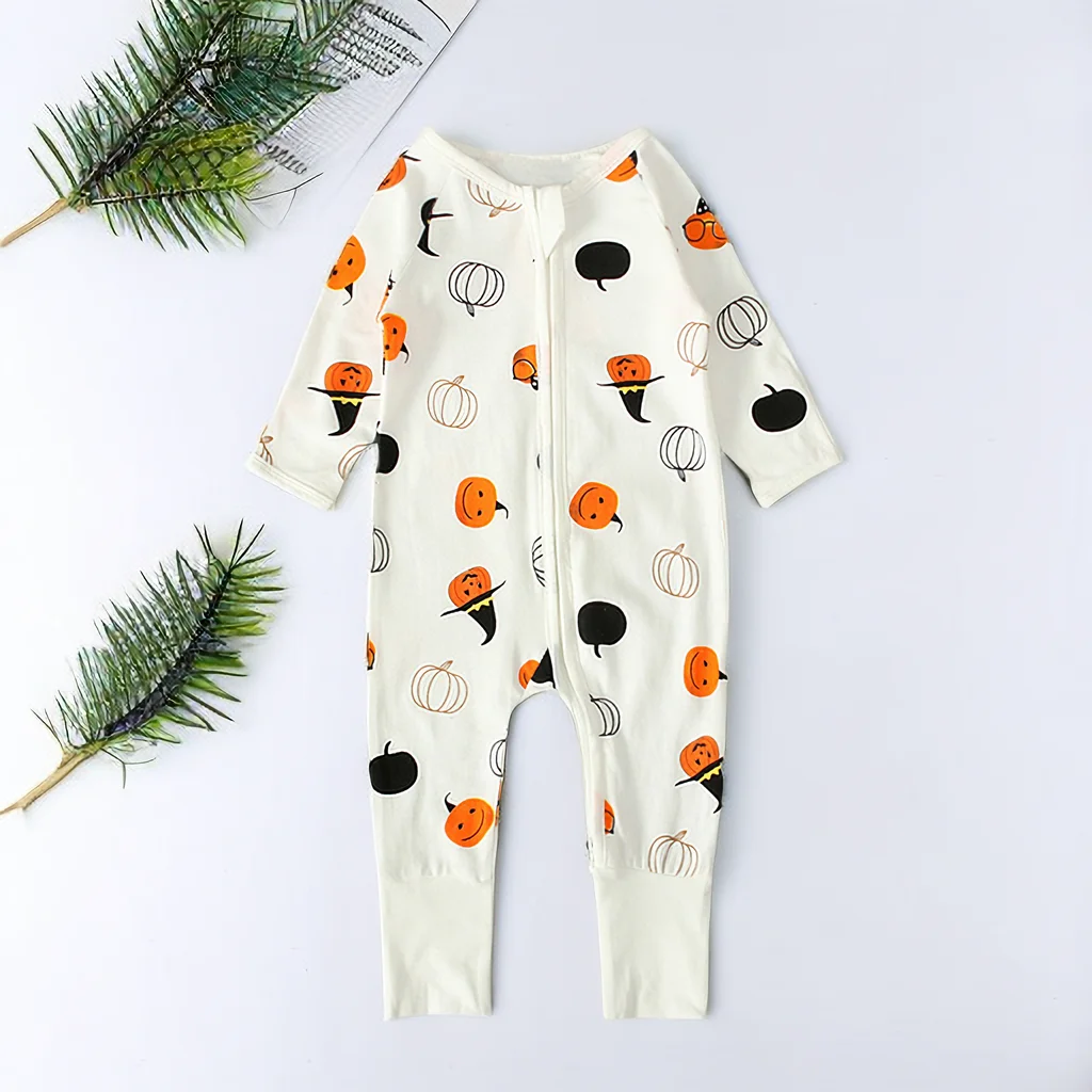 Roupa Infantil Newborn Photography Props Carter Baby Organic Cotton Pumpkin Print Halloween Baby Boy Clothes 0-3 Months
