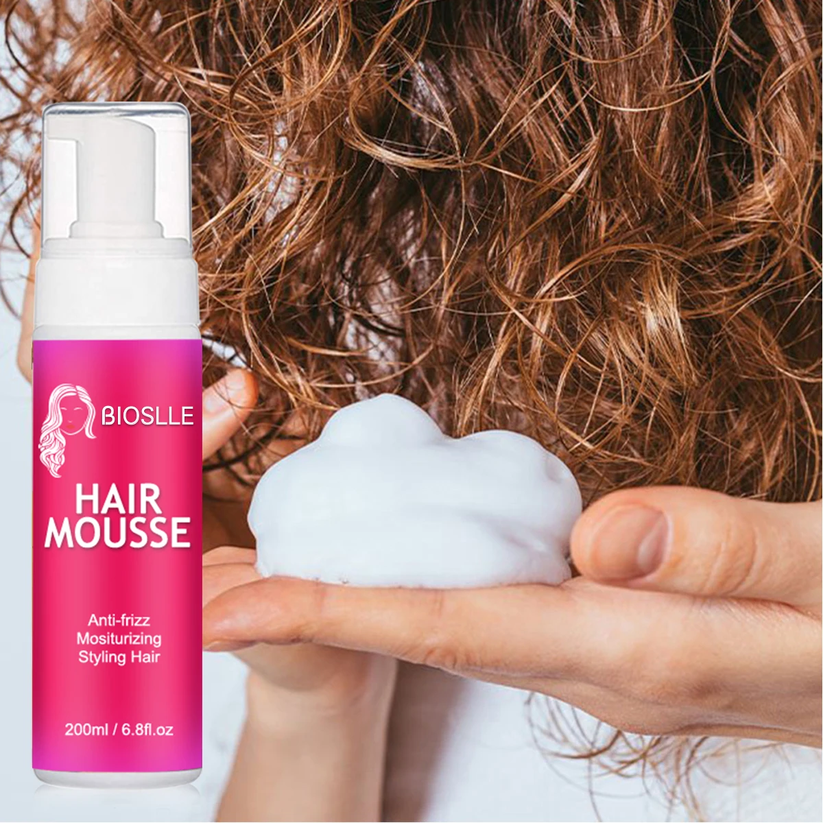 BIOSLLE Private Label Custom Logo Braids Strong Hold Define Curl Anti-frizz Wigs Styling Hair Foam Hair Curly Mousse