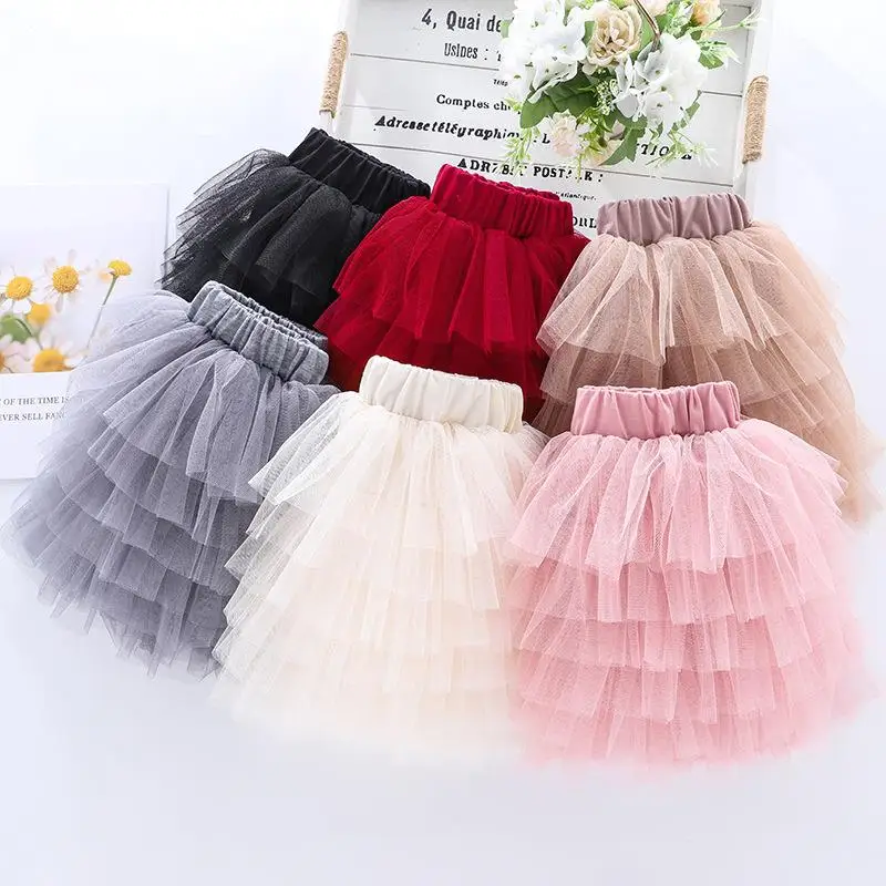 Wholesale Layers Dance Dress Lining Soft Mesh Gauze Kids Girls Solid Tutu Waist Skirt With Lining