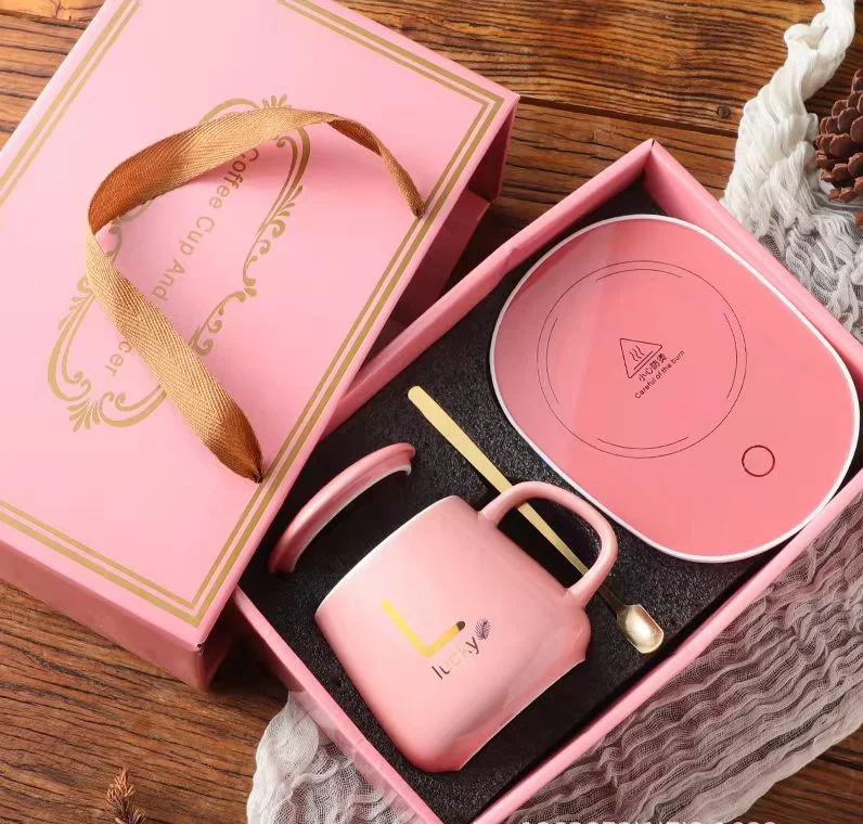 Manufacturers Wholesale 55 Degrees Thermostatic Custom Porcelain Coffee Tea Cups Gift Set Ceramics Usb Charging Smart Heated Mug