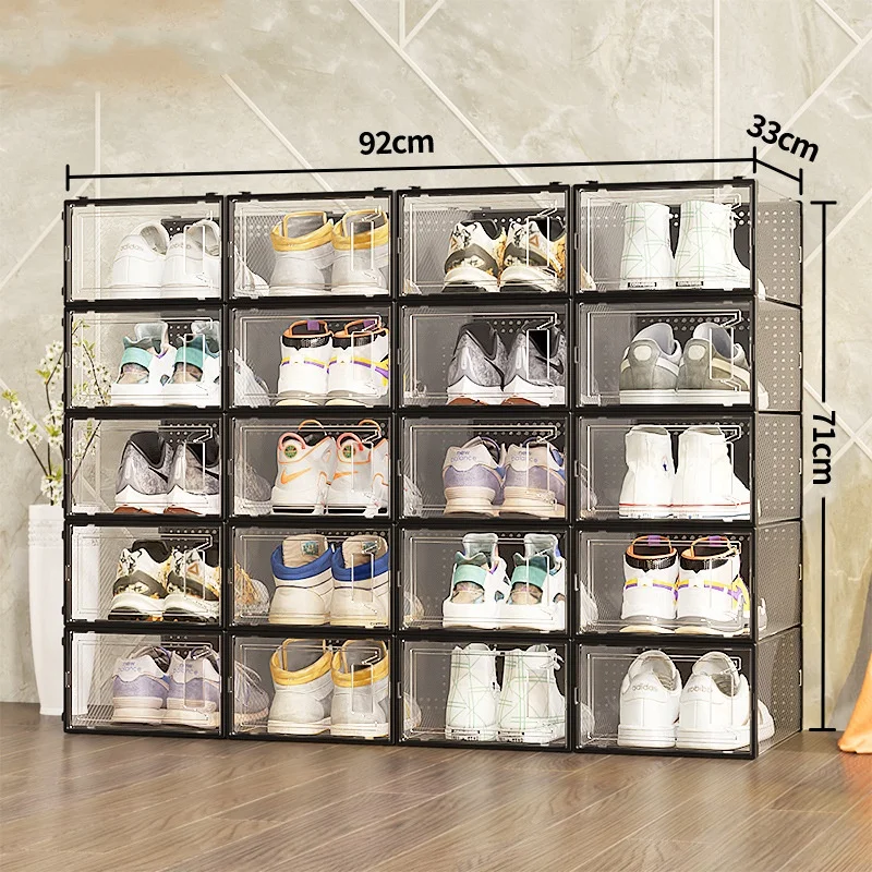 Wholesale Foldable Sneaker Storage Box Acrylic Drawer Type with Drop Front Magnetic PP Plastic Metal and Paper Material