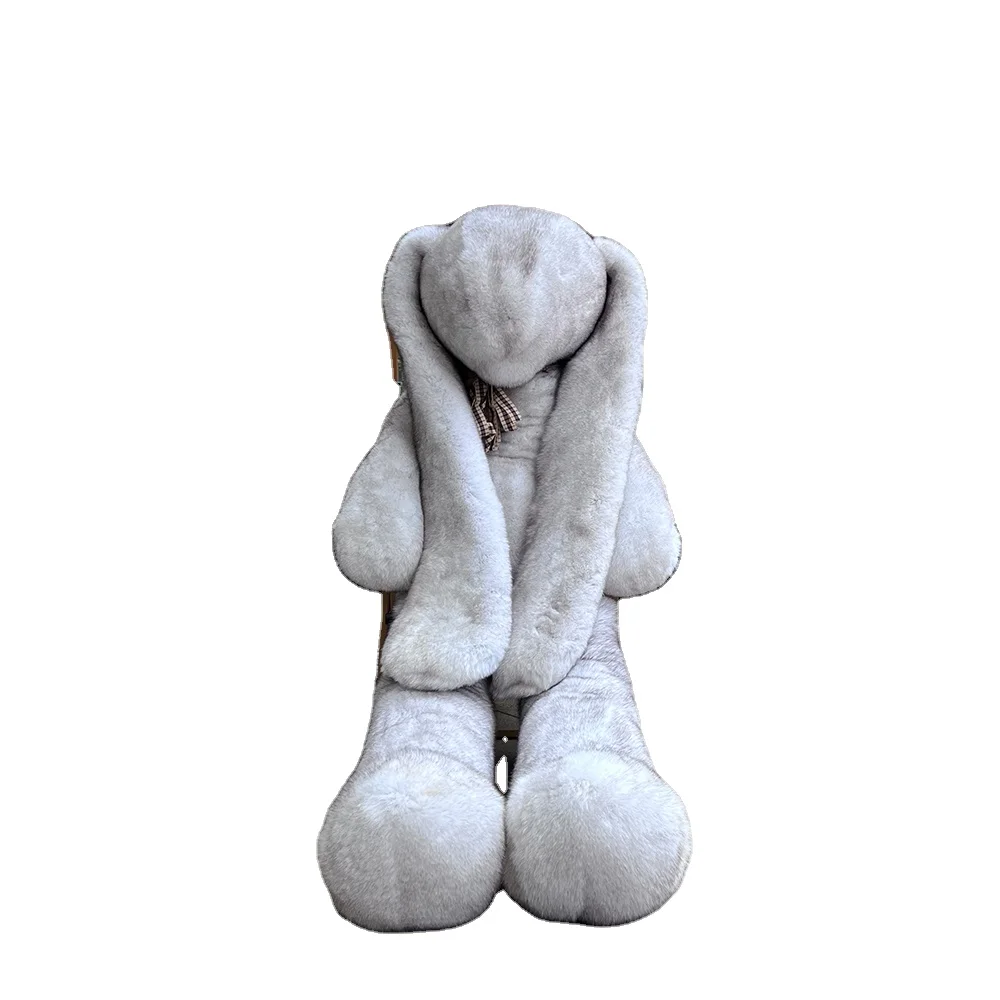 Women Fashionable Extremely Bigger Size 210 cm Tall Luxury Real Natural Blue Fox Fur Rabbit Toys Girl Friend Boy Friend Present