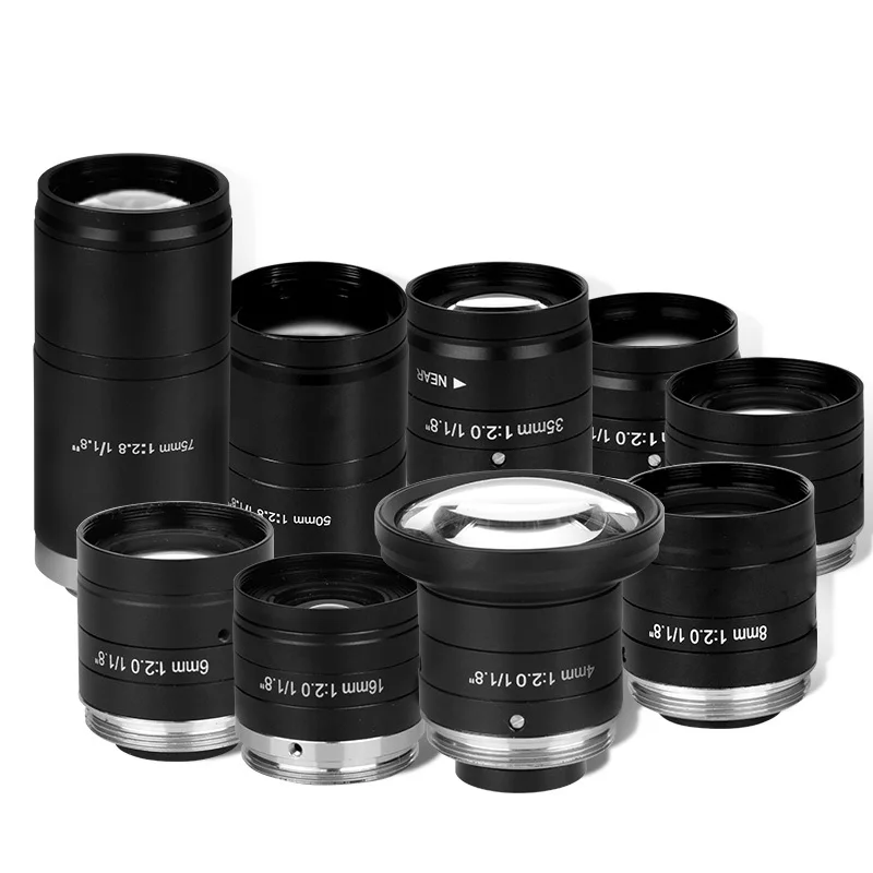 5MP Manual Iris Lens 4mm 6mm 8mm 12mm 16mm 25mm 35mm 50mm 75mm Fixed Focal F2.0 1/1.8 C Mount Lightweight Machine Vision Lens