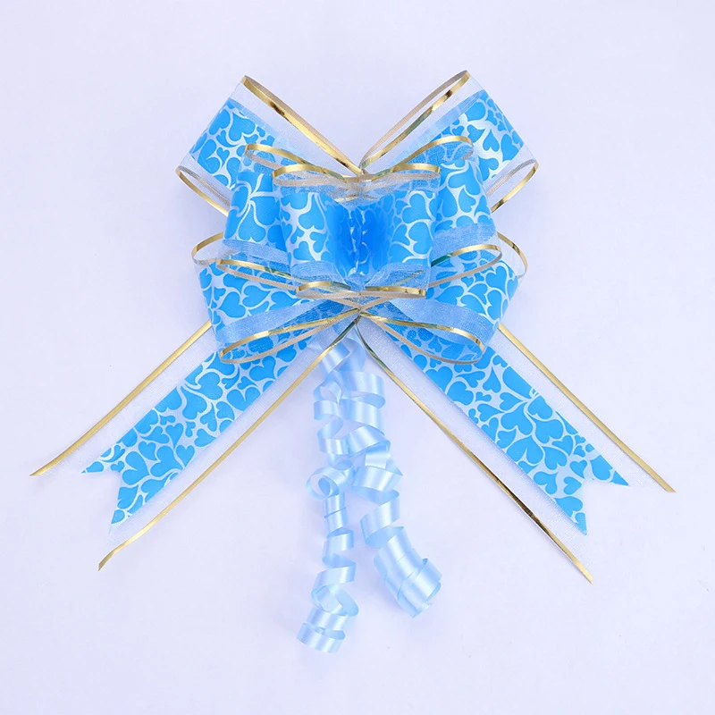 Love Hand Pull Flowers Gold Trimmed Peach Heart Bow Pull Flowers Car Door Ties Gift Flower Packaging Supplies