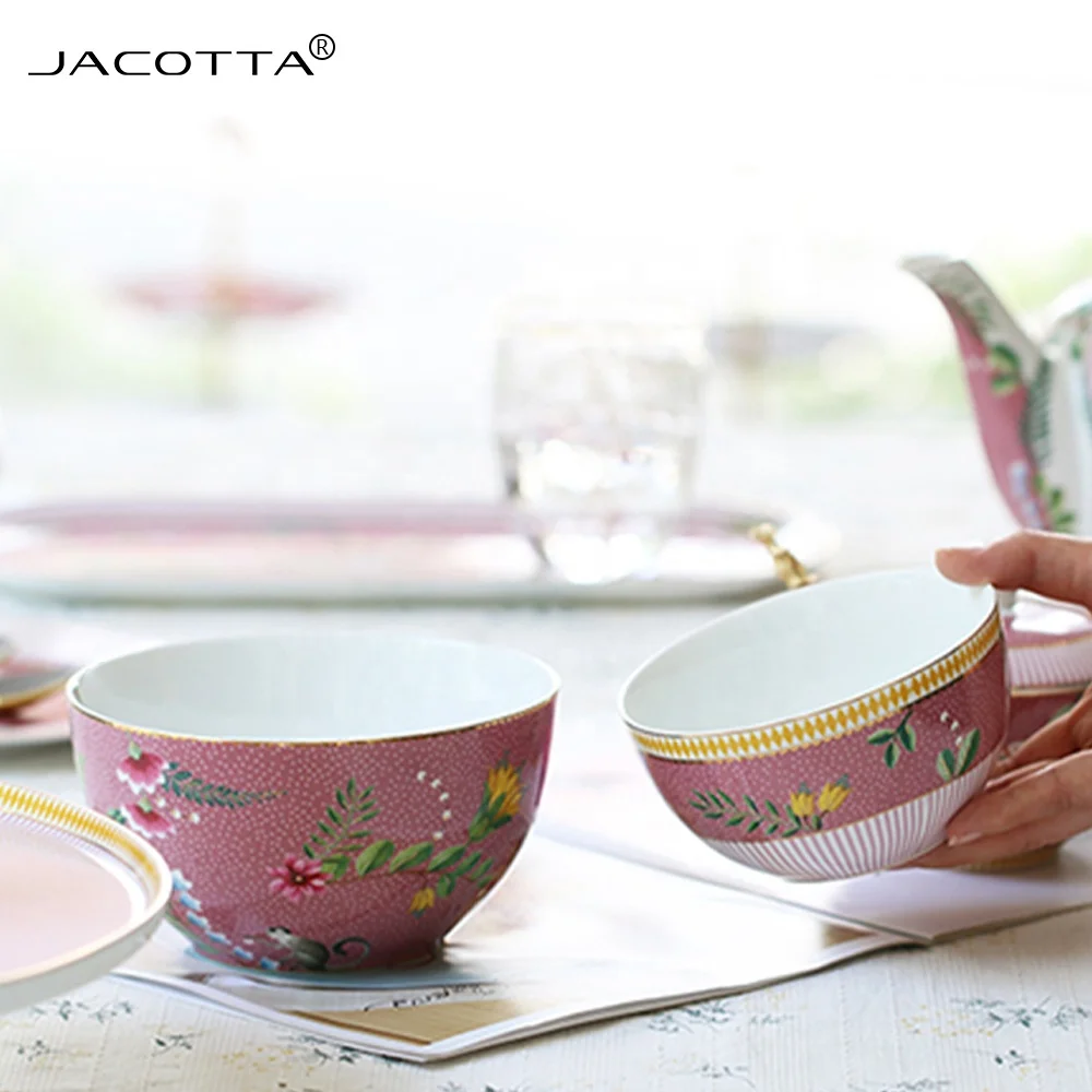 Bone china tea cup and saucer flower pot porcelain tea set cup and saucer with milk jug and sugar bowl tableware