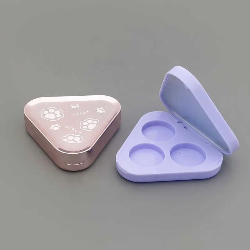 luxury triangle plastic eyeshadow palette packaging with mirror laser engraving magnetic empty eyeshadow palette